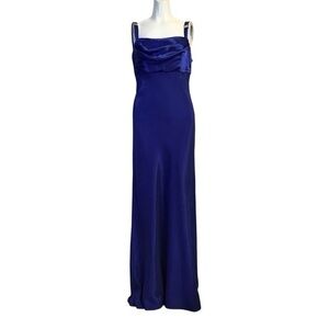 Woman’s Y2K Royal Blue Satin Maxi Dress